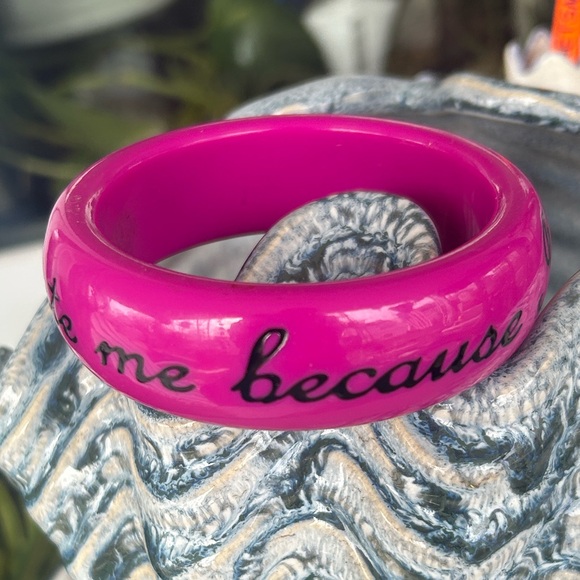 Pink Lucite Bangle Bracelet - Picture 4 of 7